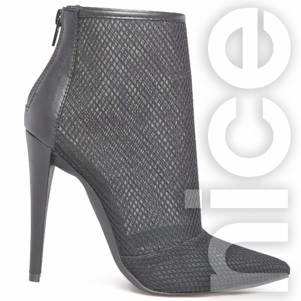 SHOEDAZZLE WANNA DANCE FISHNET ANKLE BOOTIE